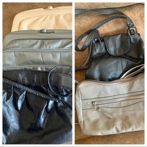 Two Italy Clutches and Three Shoulder Bags